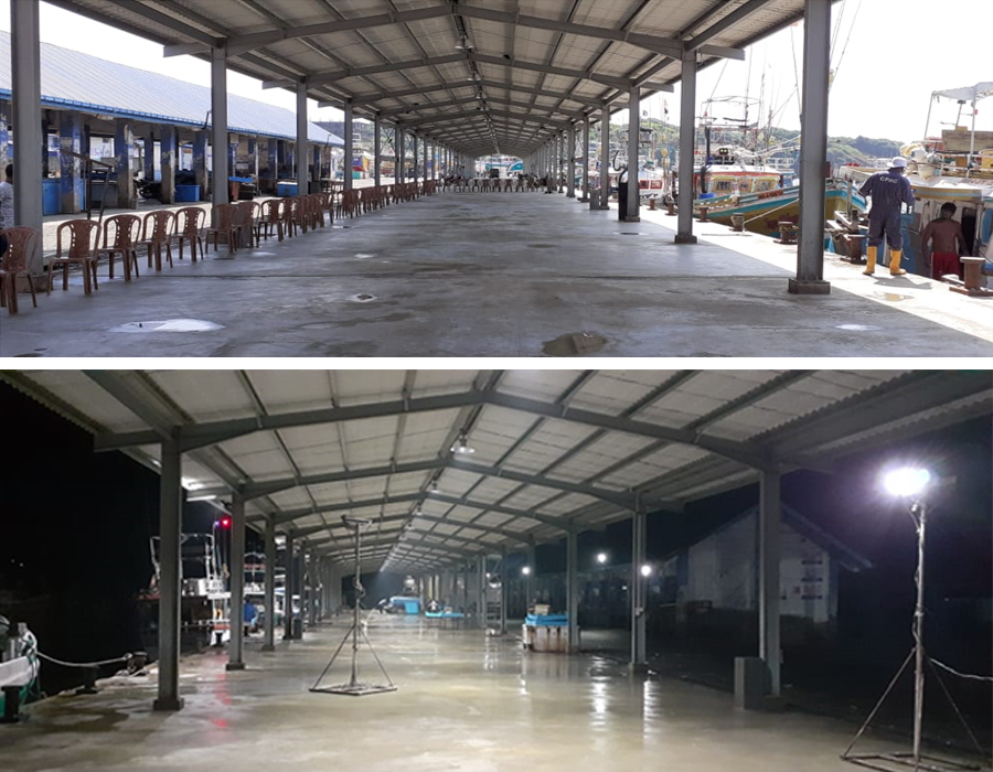 Construction of 150mX8.4m Steel Framed Shelter/Auction Center for Fish Unloading at Kudawella Fishery Harbour